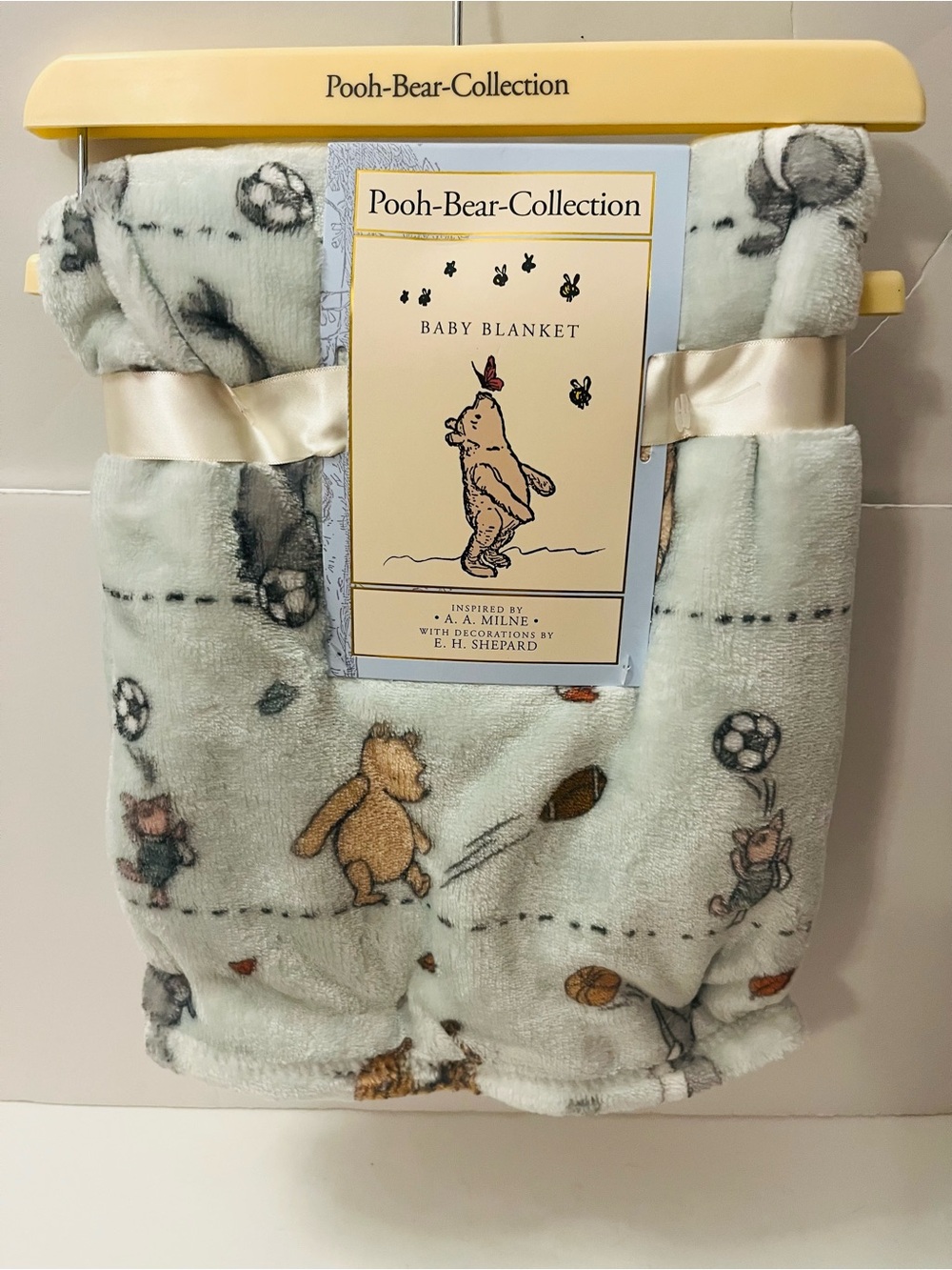 Winnie the Pooh Bear Collection Fall Autumn Baby Blanket Football Baseball Leaf